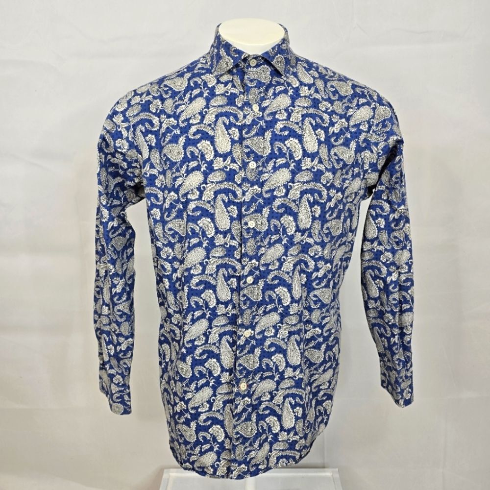 3$/25 Daniel Cremieux Classic Button Up Blue Paisley Long Sleeve Shirt Sz M